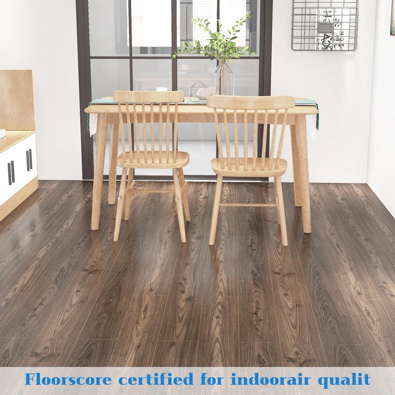 Lareko 18 Sq.Ft,Wood Peel and Stick Floor Tiles,12 Pack Brown Vinyl Flooring (No Adhesive Residue) 36"Ã—6" Waterproof and Non-Slip Laminate Flooring for Renters Bathroom, Living Room(Dark Brown - Image 5