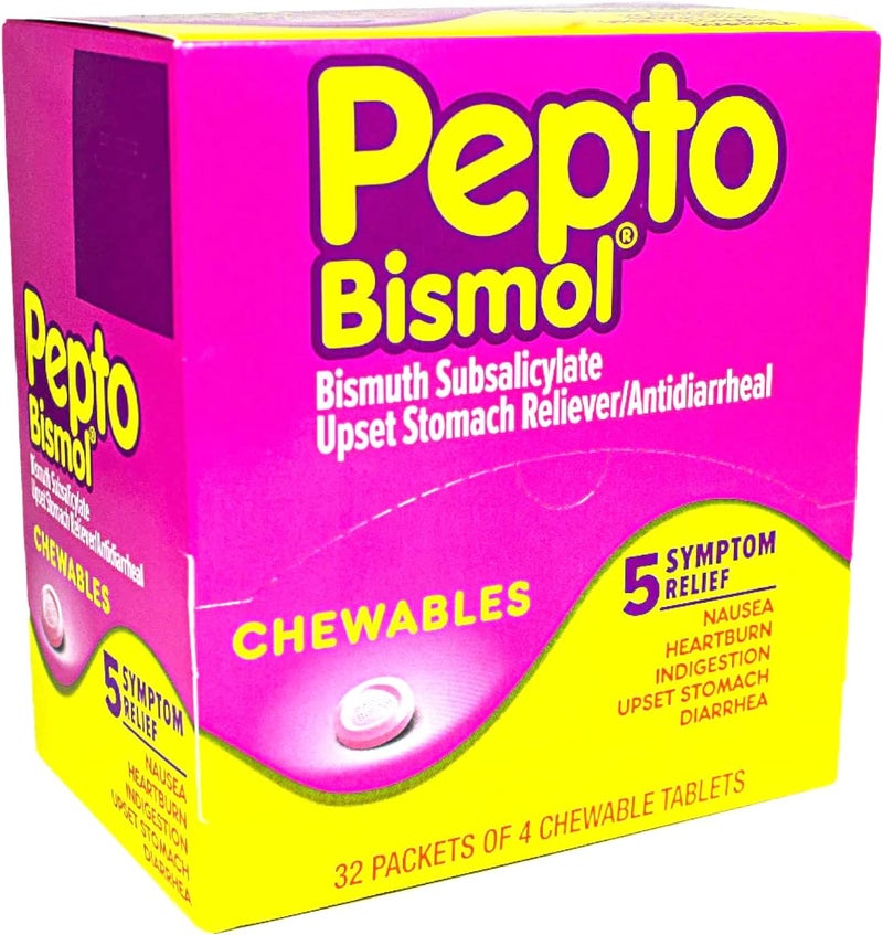 Pepto Bismol Chewables Dispenser  32 Packs of 4 - Image 1