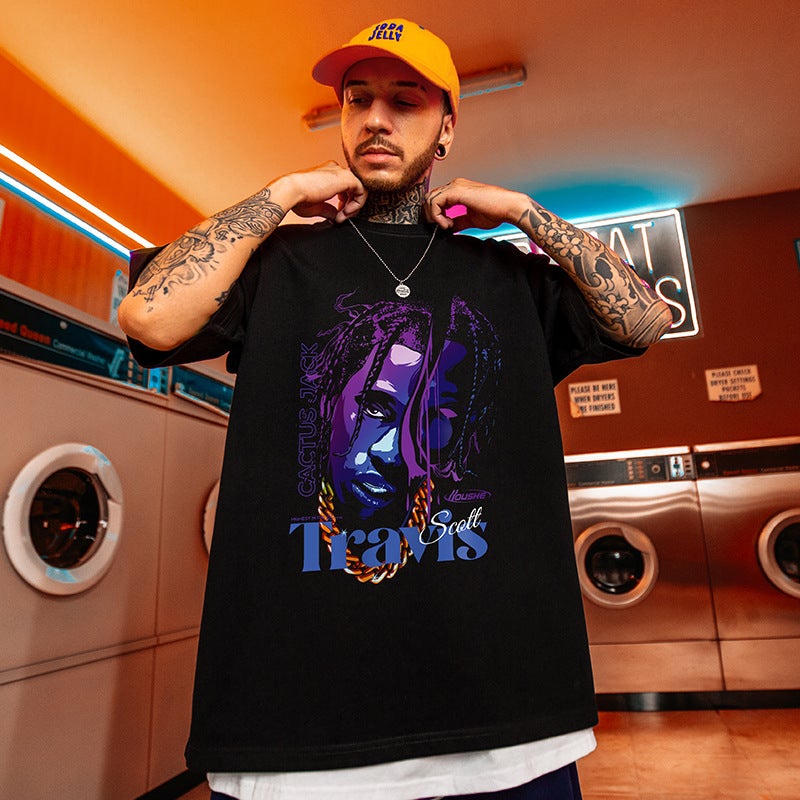 2023 Letter Short-sleeved Men's Trendy Plus Size Men's Wear Plus Size oversize Trendy Half-sleeved T-shirt for Summer - Image 1
