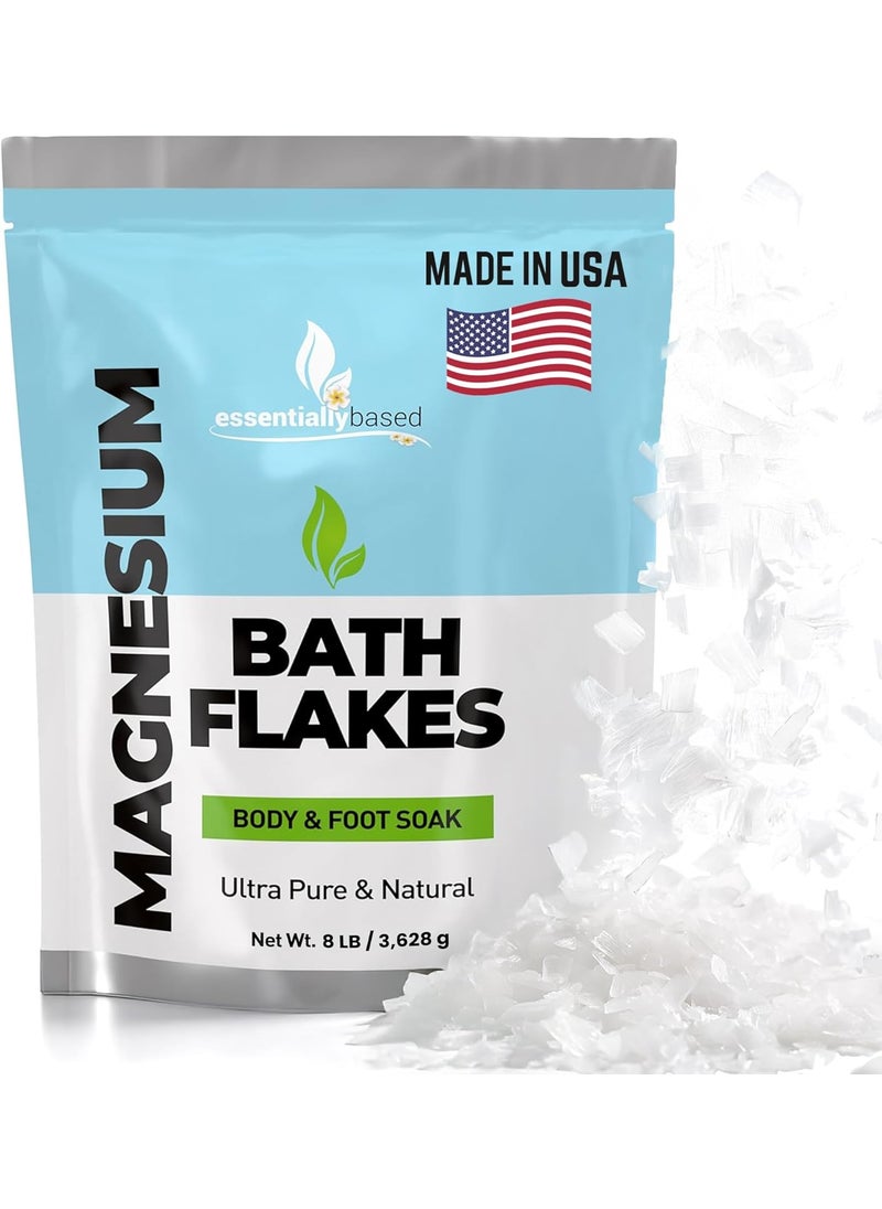 essentiallybased Magnesium Flakes  8 LB Ultra Pure Magnesium Chloride Flakes in Resealable Pack  Use for Bath Soak or Foot Soak  A Better Alternative to Epsom Salt 