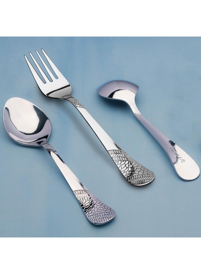 Parage 12 Pieces Stainless Steel Cutlery Set, 18.5 cm, Premium Cutlery for Home & Kitchen, Luxury Dining Tableware Gift for House Warming, Silver Imperial Design (6 Table Spoons & 6 Table Forks) - Image 5