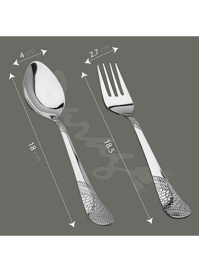 Parage 12 Pieces Stainless Steel Cutlery Set, 18.5 cm, Premium Cutlery for Home & Kitchen, Luxury Dining Tableware Gift for House Warming, Silver Imperial Design (6 Table Spoons & 6 Table Forks) - Image 2