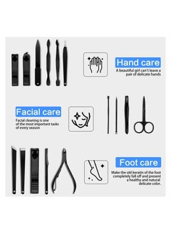 ORiTi Nail Clipper Manicure Set Stainless Steel Professional Pedicure Black 15 Pieces  - Image 4