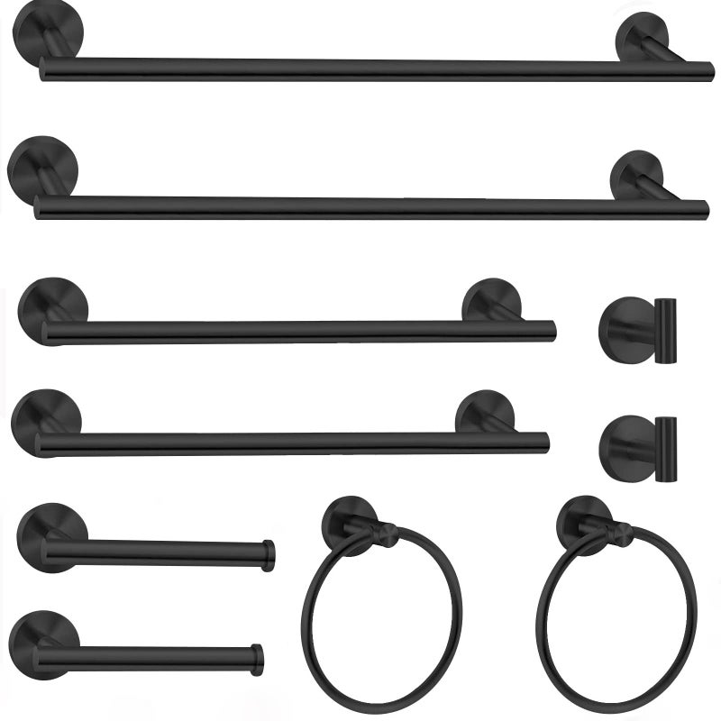 Cilee 10 Piece Matte Black Bathroom Hardware Set2 Pack 5 Piece Bathroom Accessories Set Include 24 inch16 inch Toilet Paper Holder Towel barTowel RingTowel HookStainless Steel Wall Mounted