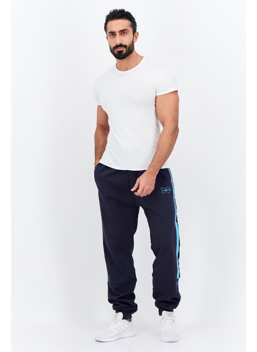 CROSSHATCH Men Regular Fit Brand Logo Jogger Pants, Navy  - Image 4
