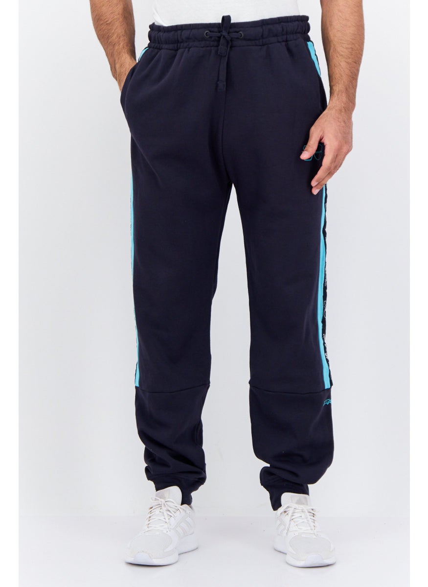 CROSSHATCH Men Regular Fit Brand Logo Jogger Pants, Navy  - Image 1