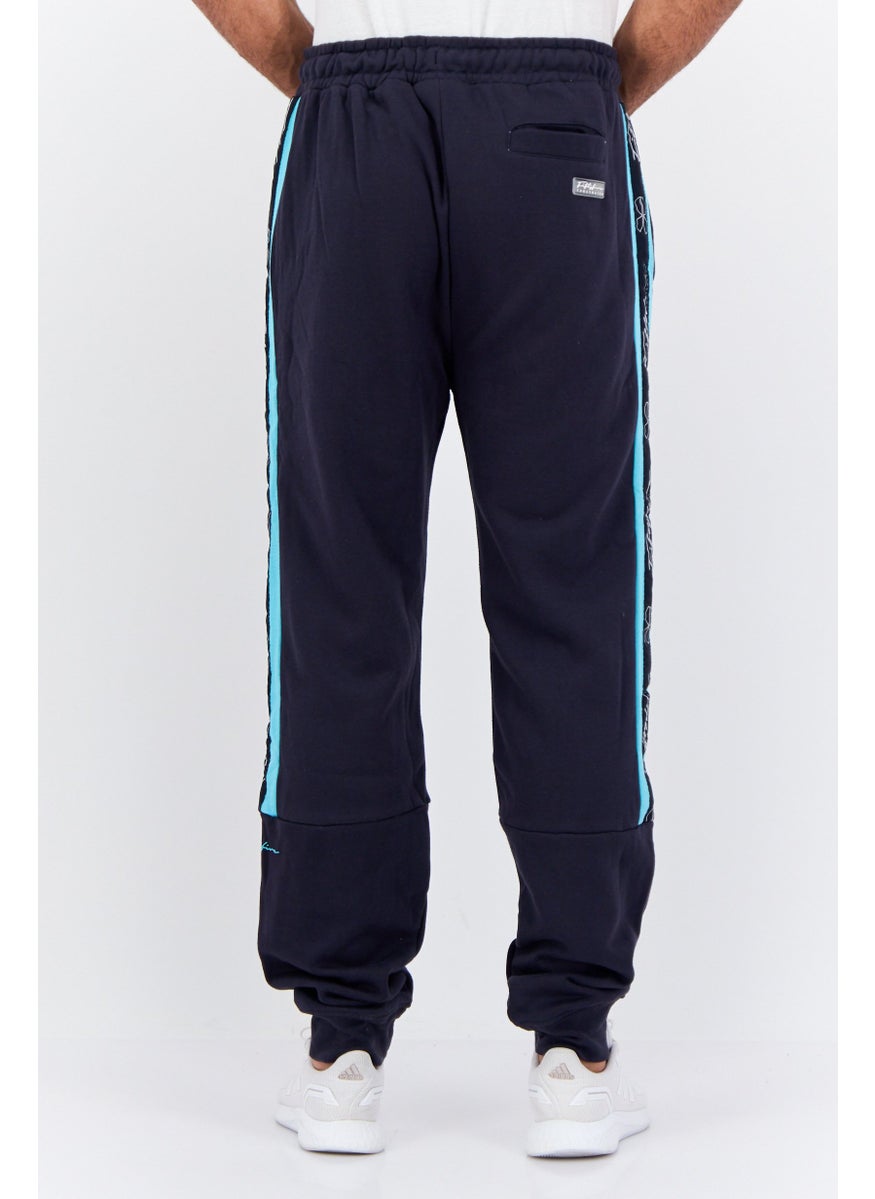CROSSHATCH Men Regular Fit Brand Logo Jogger Pants, Navy  - Image 3