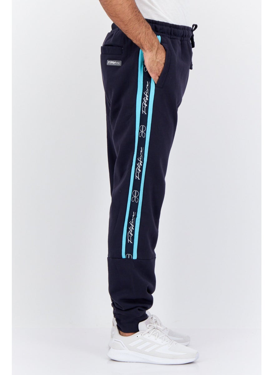 CROSSHATCH Men Regular Fit Brand Logo Jogger Pants, Navy  - Image 2