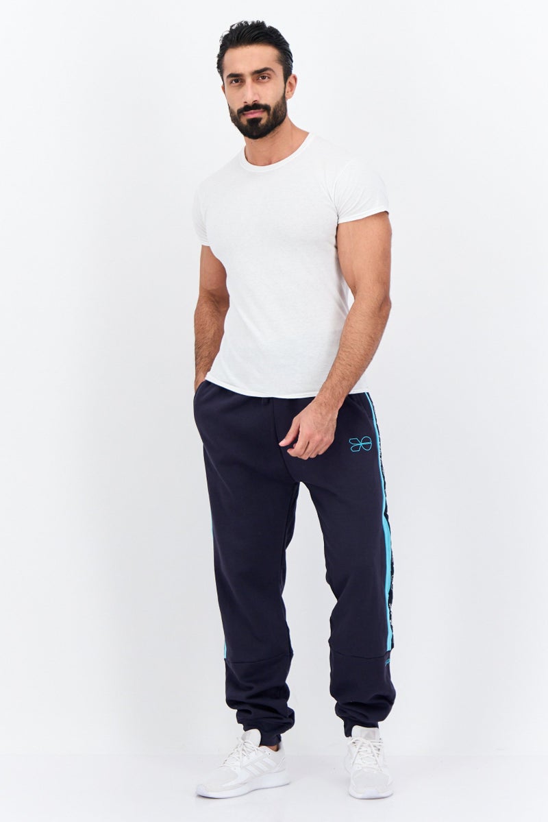 CROSSHATCH Men Regular Fit Brand Logo Jogger Pants, Navy - Image 4