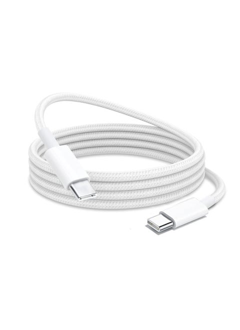 USB-C 240W Charging Cable, 2 M Braided, Faster Charging Cord, Power Delivery PD Cable Type C, Compatible with iPhone 15/15 Pro/15 Plus/15 Pro Max,iPad Mini/Pro, MacBook Pro/Air, White