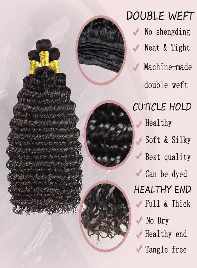 كاتسبون 12A حزم شعر بشري مموج عميق 100% شعر برازيلي بكر غير معالج 4 حزم وصلات شعر بشري مجعد عميق وصلات شعر بشري سريعة التركيب (4 حزم أسود طبيعي، 16 18 20 22 بوصة) - Image 3