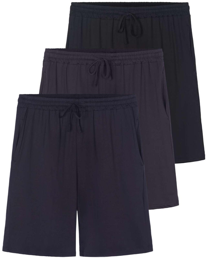 REALESSENTIALS Real Essentials 3 Pack: Men's Soft Lounge Pajama Bottoms Sleep Shorts Breathable Cool Fabric (Available in Big & Tall) - Set 6, XL - Image 1