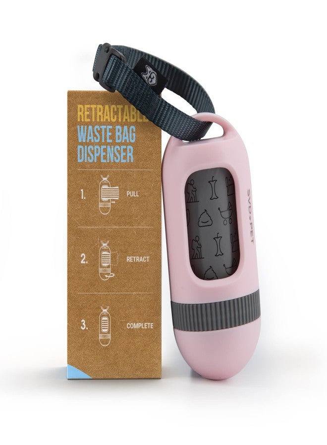 SVD.PET Dog Poop Bag Dispenser, Retractable Waste Bag Fits Any Dog Leash, Built-in Waste Bags, Poop Bag Holder, Doggy Walking Accessory (Primrose Pink) - Image 1