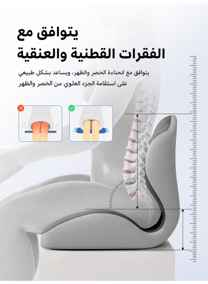 آه آه وسادة دعم للخصر ومقعد مريحة، وسادة من الإسفنج المرن 2 في 1، بتصميم مجوف لمؤخرة العجز، مناسبة لكراسي المكتب ومقاعد الأمان في السيارات والاستخدام المنزلي - تخفف آلام أسفل الظهر والوركين (رمادي) - Image 5