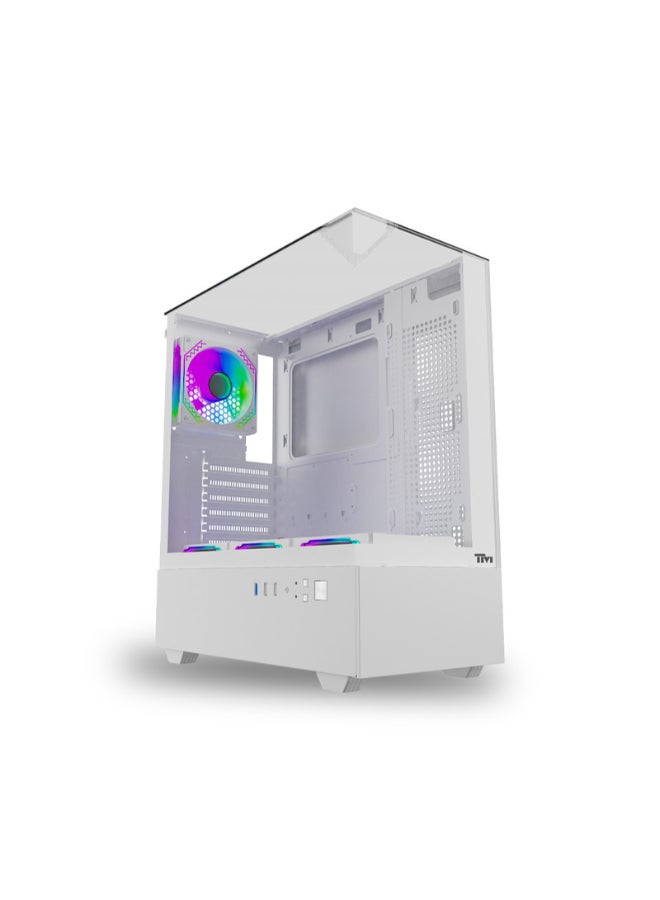 TWISTED MINDS FURY Mid Tower Gaming Case, Tempered Glass Side Panel, ATX / M-ATX / Mini-ITX Support, High Airflow PC Case | TM-FURY-W white - Image 1