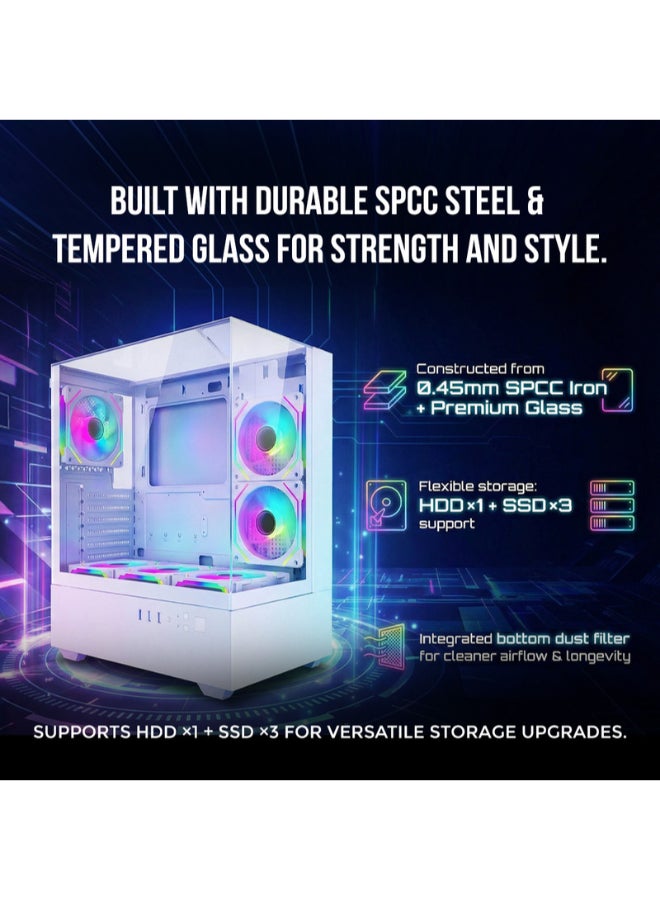 TWISTED MINDS FURY Mid Tower Gaming Case, Tempered Glass Side Panel, ATX / M-ATX / Mini-ITX Support, High Airflow PC Case | TM-FURY-W white - Image 5