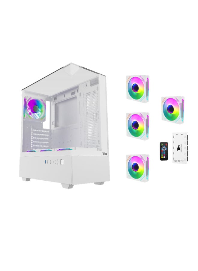 TWISTED MINDS FURY Mid Tower Gaming Case, Tempered Glass Side Panel, ATX / M-ATX / Mini-ITX Support, High Airflow PC Case | TM-FURY-W white - Image 1