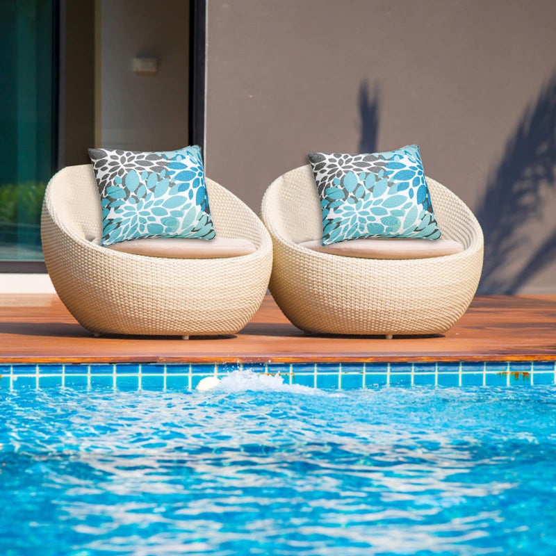 JMGBird Water-Resistant Outdoor Pillows Set of 2, 18x18 inch Durable Sky Blue Mandala Pattern Throw Pillows with Inserts for Patio Furniture - Image 2