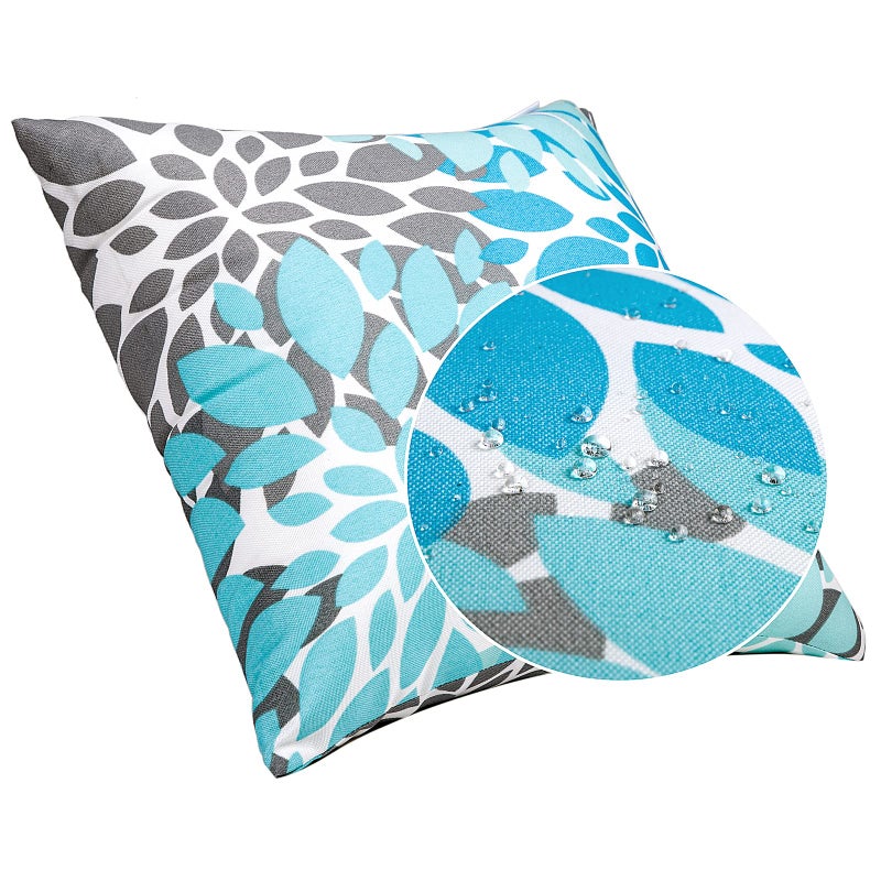 JMGBird Water-Resistant Outdoor Pillows Set of 2, 18x18 inch Durable Sky Blue Mandala Pattern Throw Pillows with Inserts for Patio Furniture - Image 4