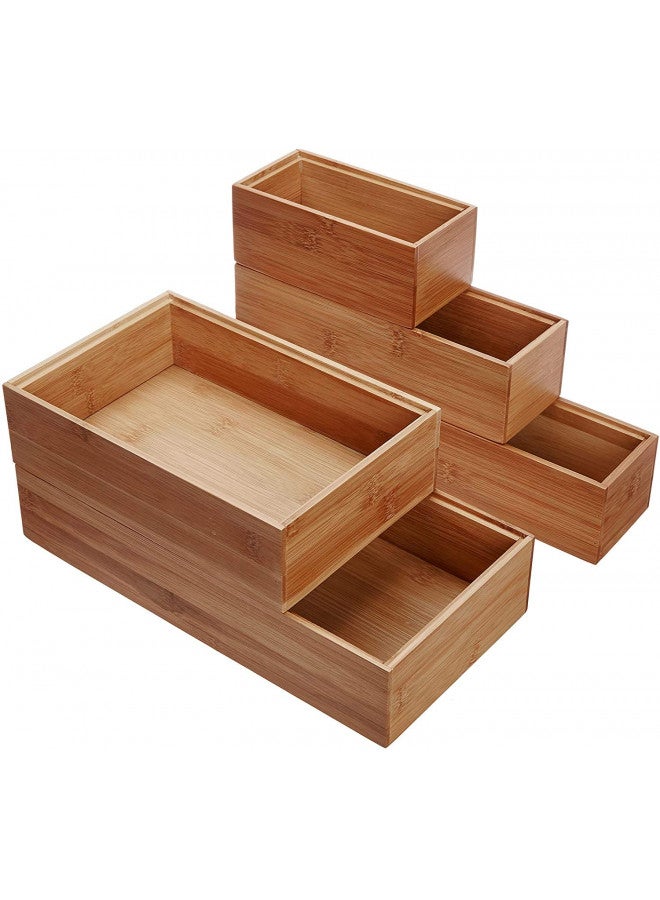 Lipper International 88005 Bamboo Wood Drawer Organizer Boxes, Assorted Sizes, 5-Piece Set - Image 2