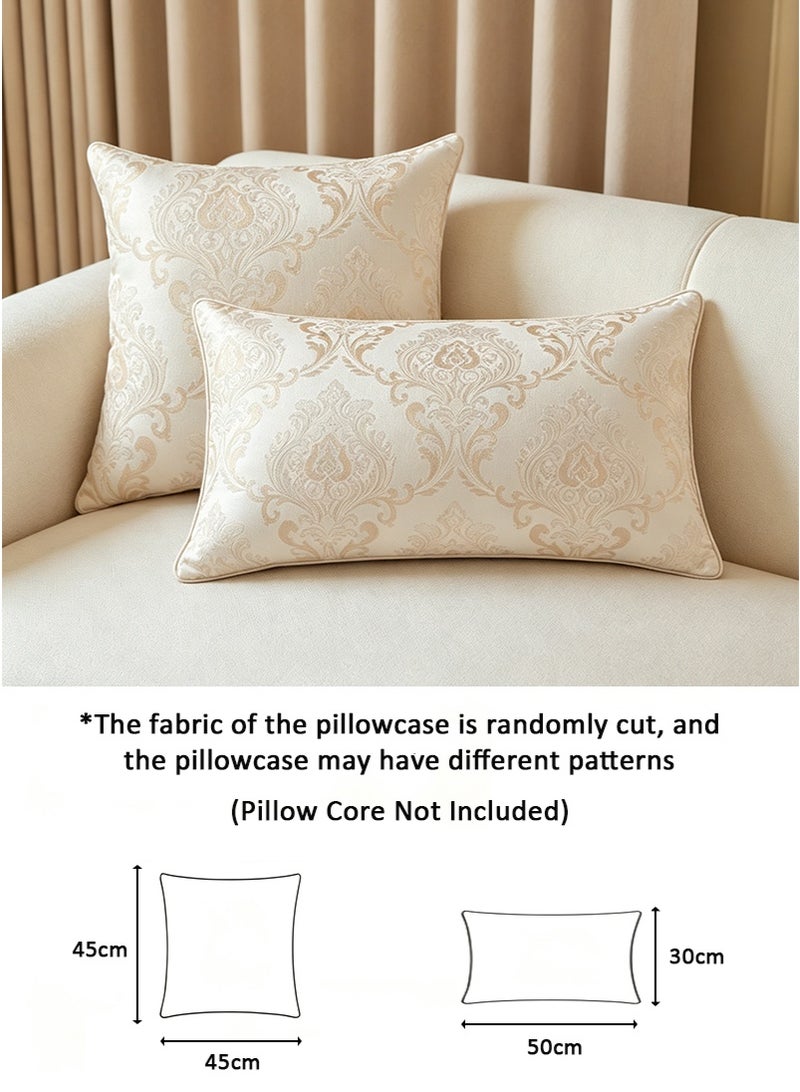VUCATIN 2-Pack 30x50cm European 3D Jacquard Pillow Covers Set, Light Luxury Sofa Backrest Cushion Covers, Beige Bed Decorative Pillowcases Without Filler - Image 2