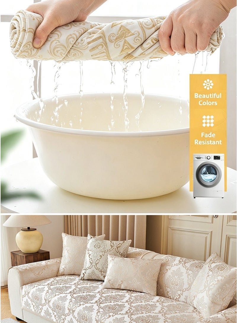 VUCATIN 2-Pack 30x50cm European 3D Jacquard Pillow Covers Set, Light Luxury Sofa Backrest Cushion Covers, Beige Bed Decorative Pillowcases Without Filler - Image 5