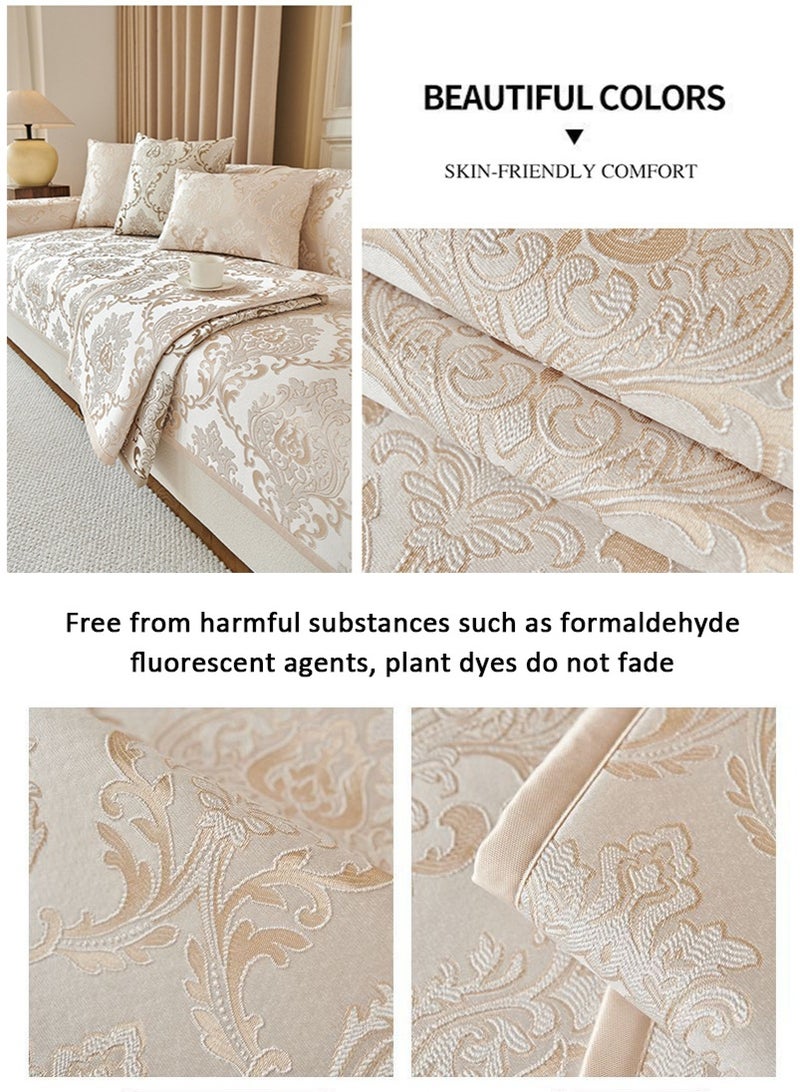 VUCATIN 2-Pack 30x50cm European 3D Jacquard Pillow Covers Set, Light Luxury Sofa Backrest Cushion Covers, Beige Bed Decorative Pillowcases Without Filler - Image 4