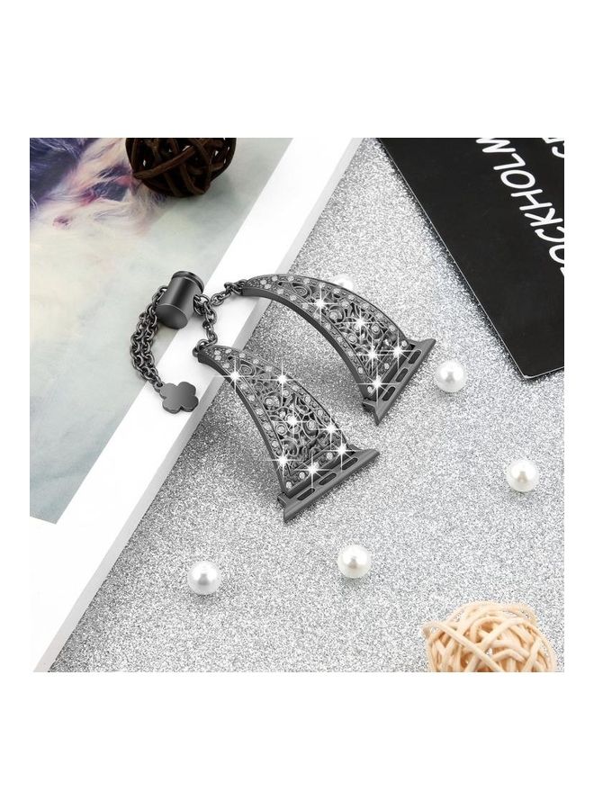 HuHa Flower Pattern Adjustable B Style Wrist Strap For Apple Watch Series 7/6/SE/5/4/3/2/1 41/40/38mm Black - Image 2