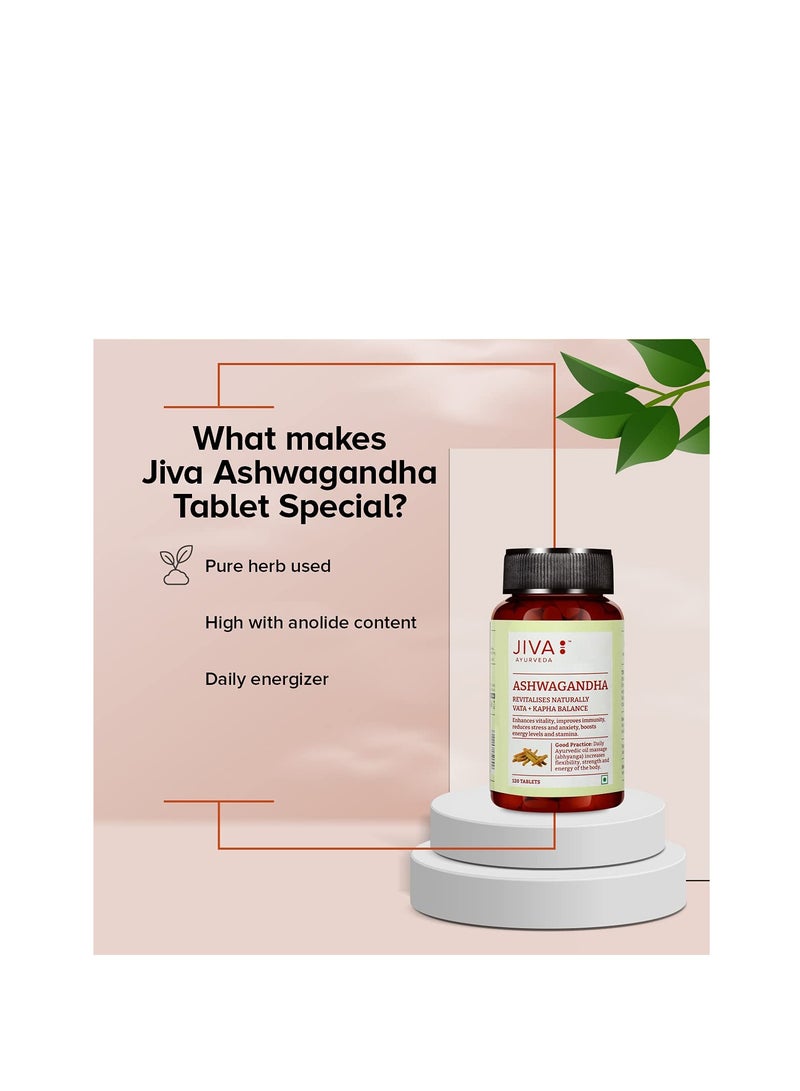 Jiva أشواغاندا - 120 1 قرص أعشاب نقية تستخدم يوميًا منشط للطاقة تنشيط الجسم والعقل 100% نقي وطبيعي - Image 4