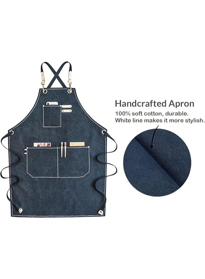 Large Adjustable Canvas Apron with Pockets for Men and Women Made of Heavy Duty Cotton Canvas, Water and Heat Resistant, for Cooking, Barbershops, Restaurants, and Crafts - Image 5