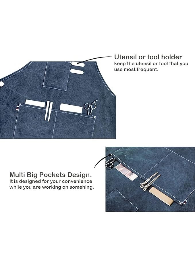 Large Adjustable Canvas Apron with Pockets for Men and Women Made of Heavy Duty Cotton Canvas, Water and Heat Resistant, for Cooking, Barbershops, Restaurants, and Crafts - Image 3