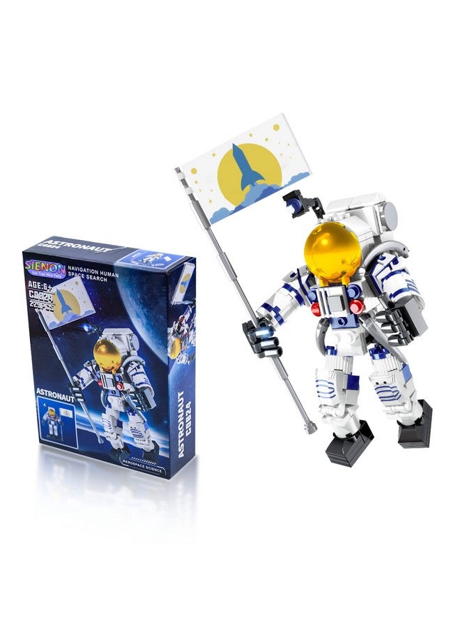 SIENON Astronaut Building Block Toy for Kids and Adults, 229pcs Building Block Spaceman Figure Holding The Flag with Movable Joints, DIY Assembly Construction STEM City Space Kit - Image 1