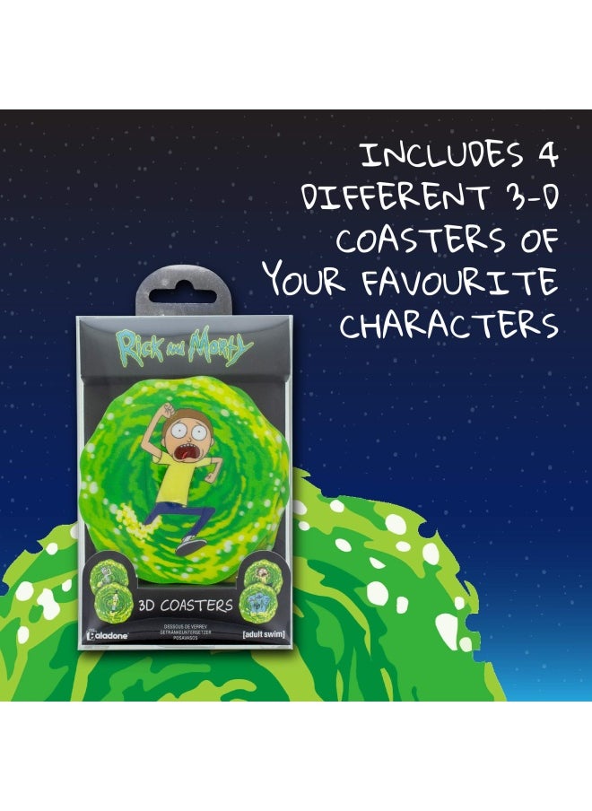 Paladone - Rick And Morty 3D Set Of 4 Drink Coasters Multi Colored 4 Count - Image 1