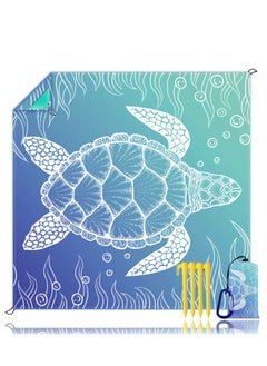 Excefore Beach Blanket, Portable Waterproof Sandproof Picnic Mat, Suitable for Beach Yoga, Outdoor Music Festival, Travel Camping Gifts with 4 Stakes & 4 Corner Pocket, Sea Turtle Design, 82"× 86"  - Image 1