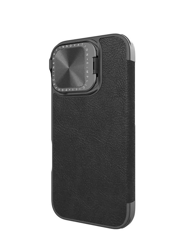 Nillkin Qin Premium Leather Case for iPhone 16 – Versatile Camera Cover  Stand, Stylish Protection (Black) - Image 4