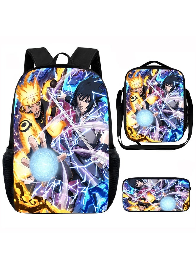 ناروتو حقيبة ظهر ناروتو الجديدة ، مقلمة ، حقيبة كتف ، بدلة من ثلاث قطع ، حقيبة سفر رياضية ترفيهية للرجال والنساء، حقيبة ظهر ذات سعة كبيرة للطلاب لبدء المدرسة - Image 1