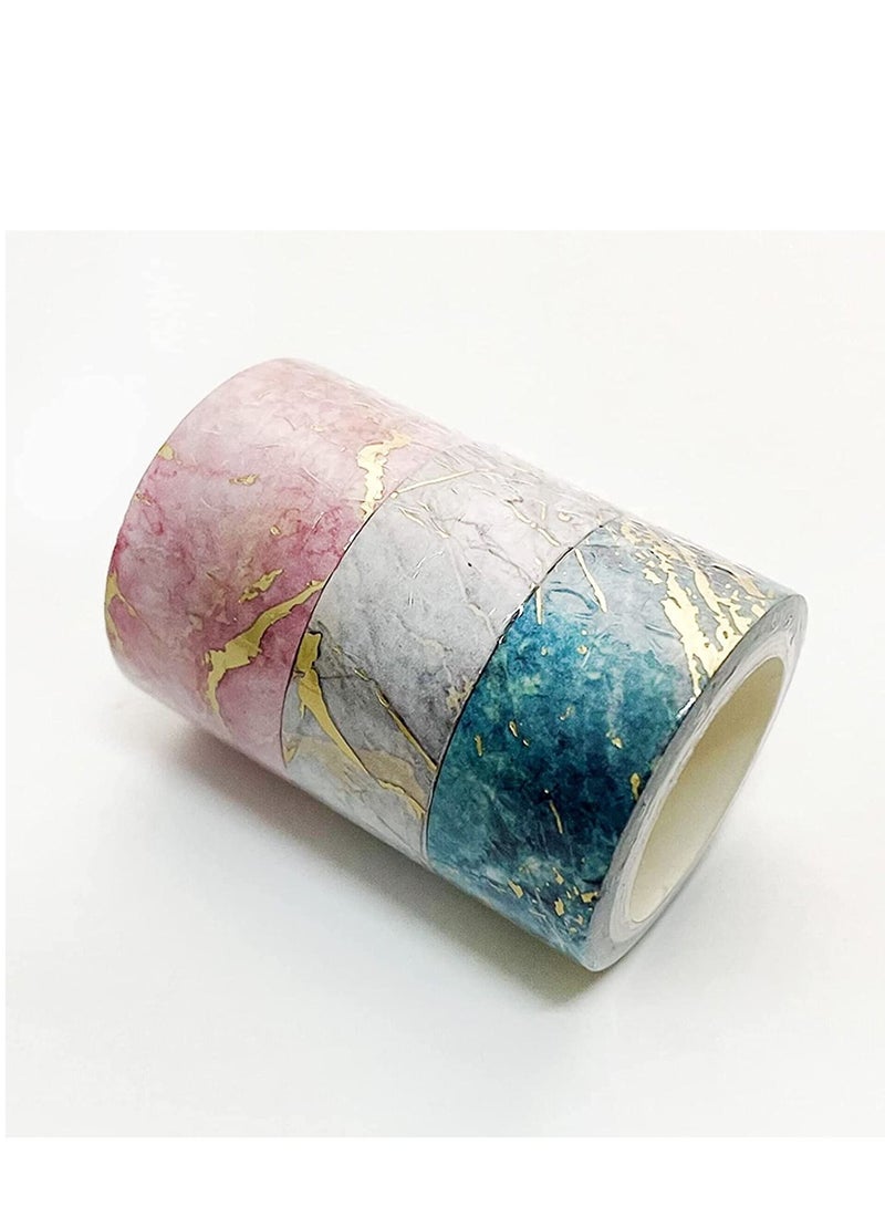 Excefore Washi Tape Set, 3 Rolls Gold Veins Gorgeous Foil Masking Set Decorative for Arts, DIY Crafts, Journal Supplies, Planners, Scrapbook, Card/Gift Wrapping (Marbling Patterns)  - Image 4