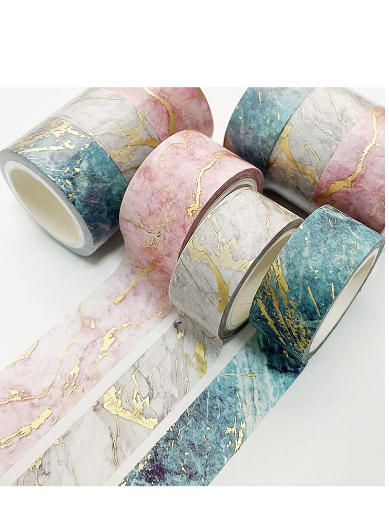 Excefore Washi Tape Set, 3 Rolls Gold Veins Gorgeous Foil Masking Set Decorative for Arts, DIY Crafts, Journal Supplies, Planners, Scrapbook, Card/Gift Wrapping (Marbling Patterns)  - Image 3