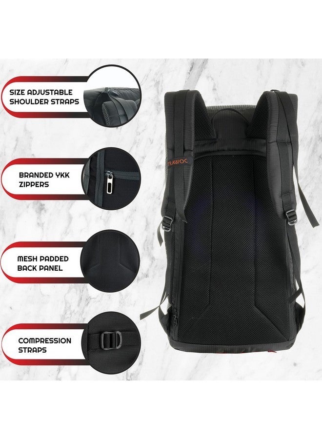Trawoc حقيبة ظهر ترافوك ستيلث 40 لتر للسفر للرجال والنساء، حقيبة لابتوب 40 لتر مع غطاء مطري وحيز للأحذية، حقيبة غير رسمية للتنزه والمشي، أسود معدني، SHK021 - Image 2