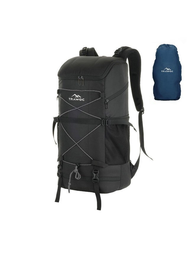 Trawoc حقيبة ظهر ترافوك ستيلث 40 لتر للسفر للرجال والنساء، حقيبة لابتوب 40 لتر مع غطاء مطري وحيز للأحذية، حقيبة غير رسمية للتنزه والمشي، أسود معدني، SHK021 - Image 1