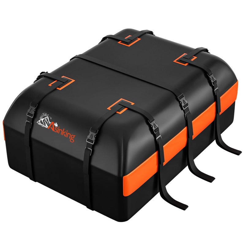 Asinking Car Rooftop Cargo Carrier Bag, 20 Cubic Feet Waterproof Heavy Duty Car Roof Bag for All Vehicle with/Without Racks - Anti-Slip Mat, 6 Door Hooks, Storage Bag, 2 Extra Straps, Luggage Lock - Image 1