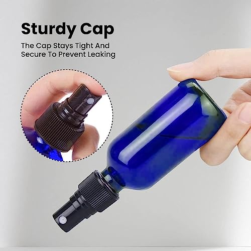 CULINAIRE 2oz Glass Spray Bottles for Essential Oils with Gold Pen Marker, Small Fine Mist Spray Bottle, Refillable, for Hair Spray, Essential Oils, Colognes, and Hand Sanitizers, Blue, Pack of 24 - Image 3