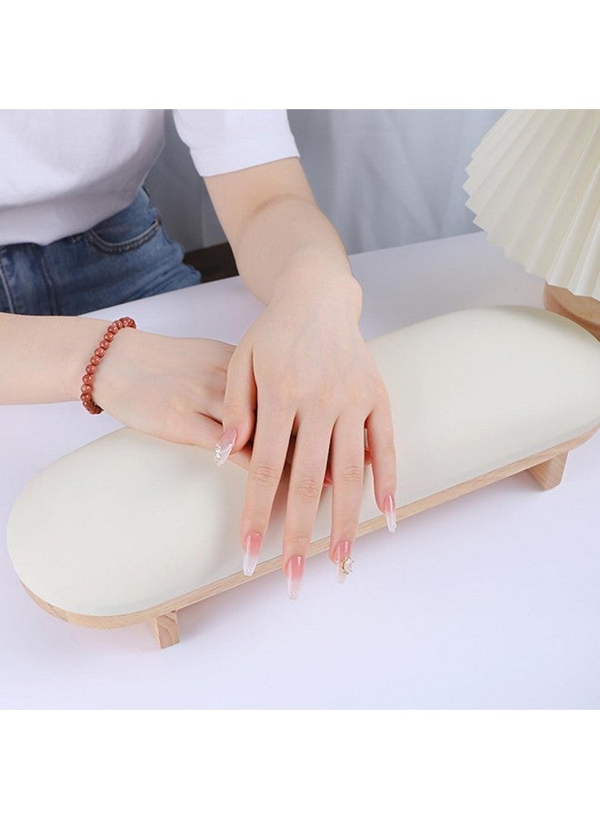 TANG SONG 1 Pcs Sponge Manicure Hand Rest Pillow Wooden Nail Stand Hand Holder Nail Table Manicure Armrest Cushion (Cream Yellow) - Image 3