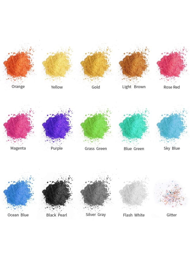 Epoxy Resin Pigment Candle Pigment 10 g x 15 Colours Natural Metallic Mica Powder for Candle Making Soap, Paint, Slime, Makeup, Nail Polish, Bath Bomb  - Image 2