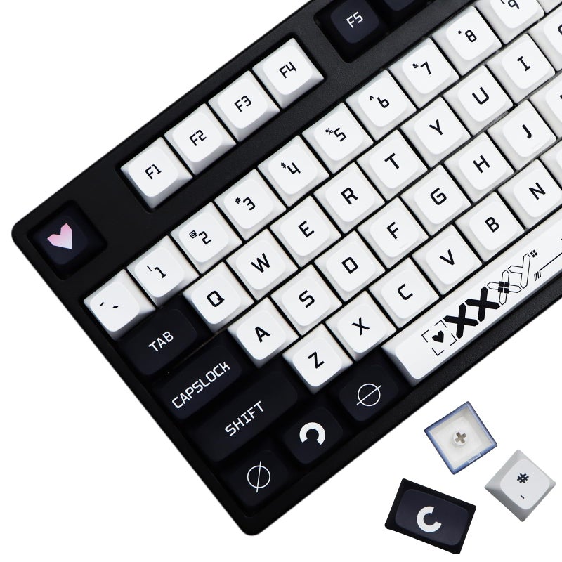 MOLGRIA B42 Keycaps 128 Set Dark Blue and White Keycaps for Mechanical Keyboard Custom PBT XDA Profile Key Caps for Gateron Kailh Cherry MX Switch fit ANSI and ISO Layout Keyboard