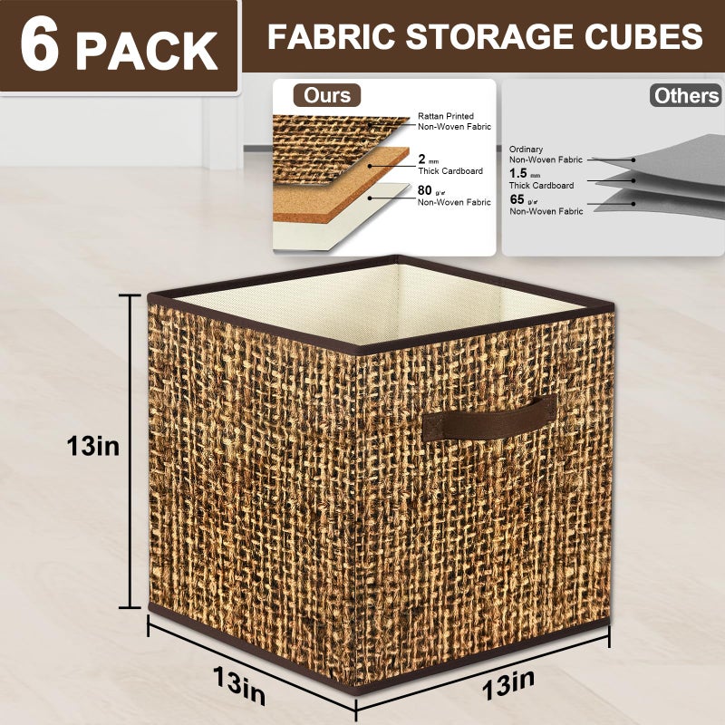 homyfort 11x11 Cube Storage Bins - Fabric Cubby Bins with Dual Handles  Collapsible Storage Organizer Bins for Shelf  Closet  Nursery  Set of 6 - Image 3