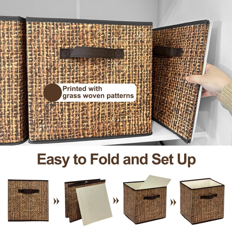 homyfort 11x11 Cube Storage Bins - Fabric Cubby Bins with Dual Handles  Collapsible Storage Organizer Bins for Shelf  Closet  Nursery  Set of 6 - Image 4