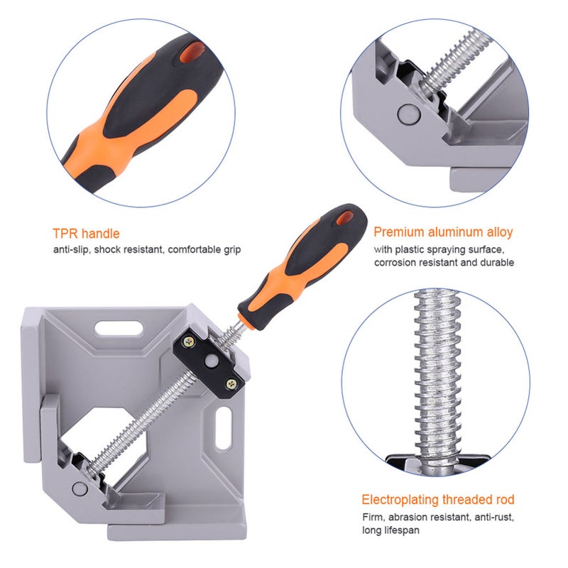 Single Handle 90° Aluminum Alloy Right Angle Woodworking Welding Corner Clamp Rotation Ja - Image 3