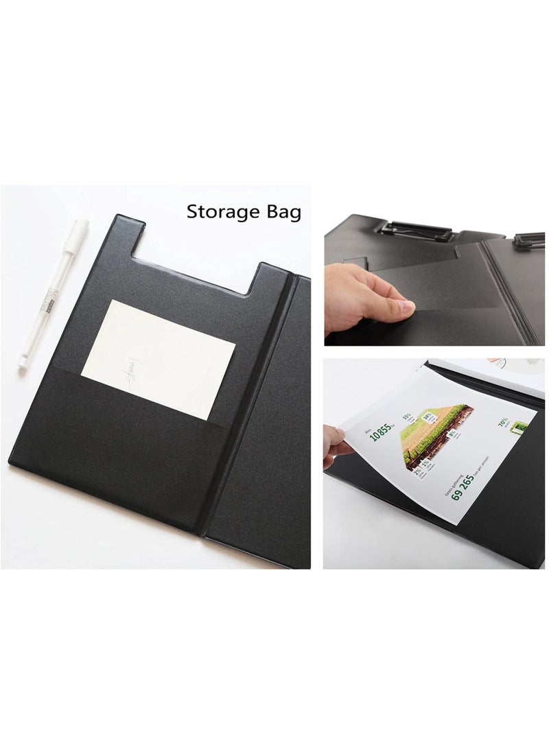 Leather A5 Foldable Clipboard, 2 Pcs, Thicken PU File Folder, 360-Degree Over Flip Writing Pad, Document Storage Organizer for Business Meetings and Office Use