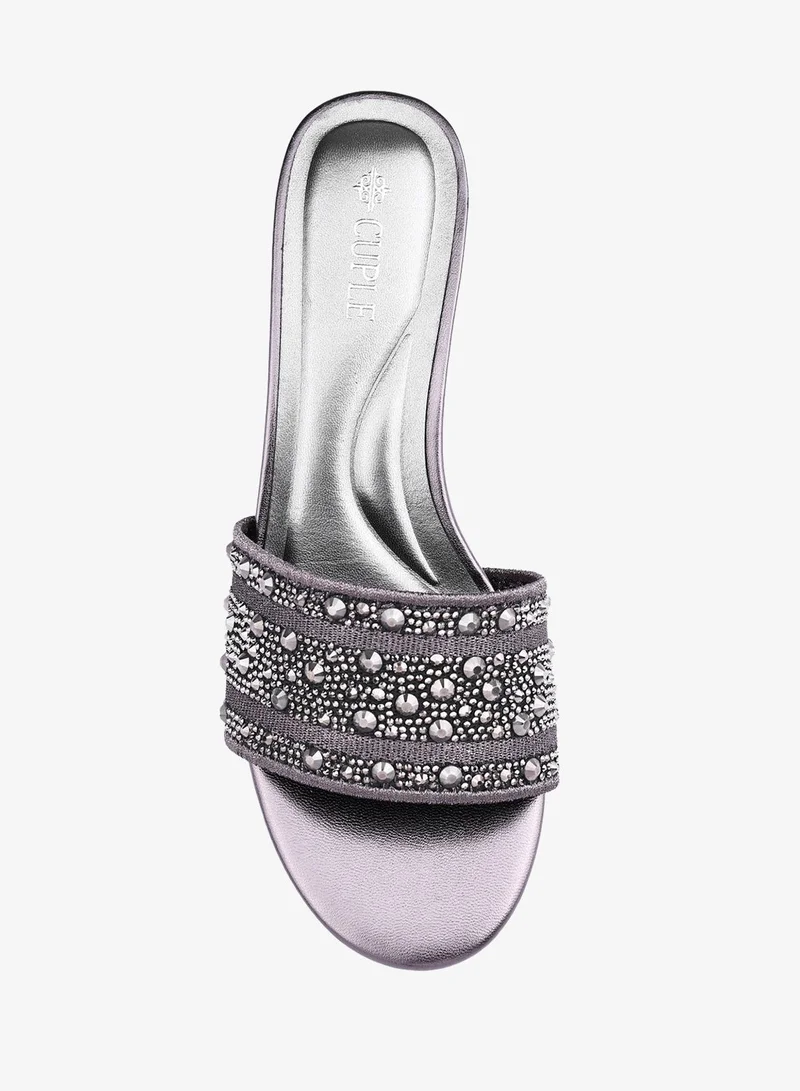 Cuple  Womens embellished beaded slip-on flat sandals for Women | Best Price UAE